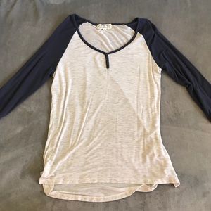 Blue and white baseball tee